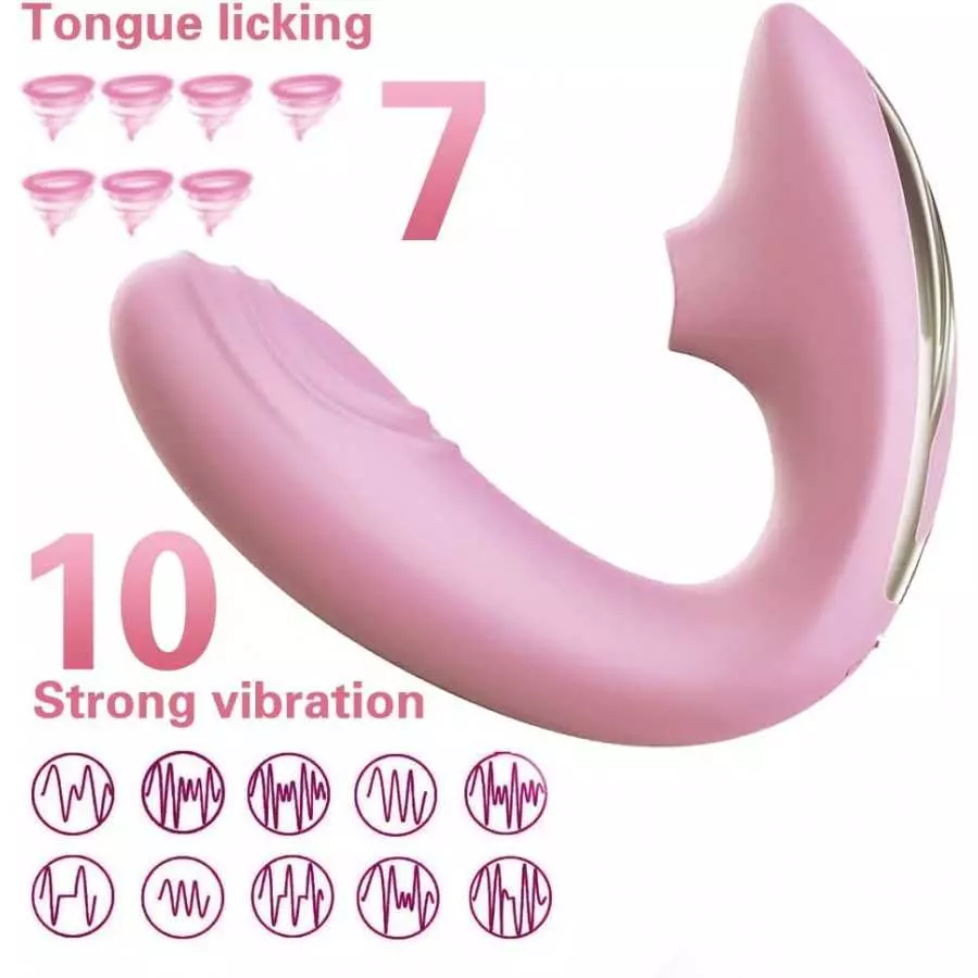 Double Stimulation Tongue Licking Vibrator Wearble (Wearble - Pink), 1.0 Count