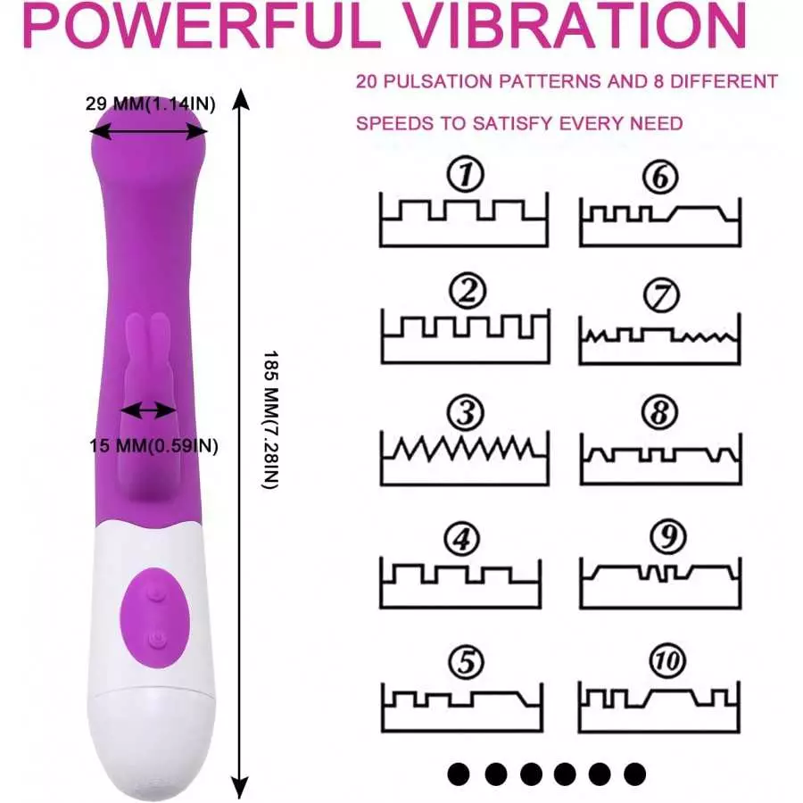 Rechargeable Rabbit Vibrator for Women Sex Toys for Clitoris G-spot Stimulation 10 Powerful Vibrations Dual Motor Stimulator for