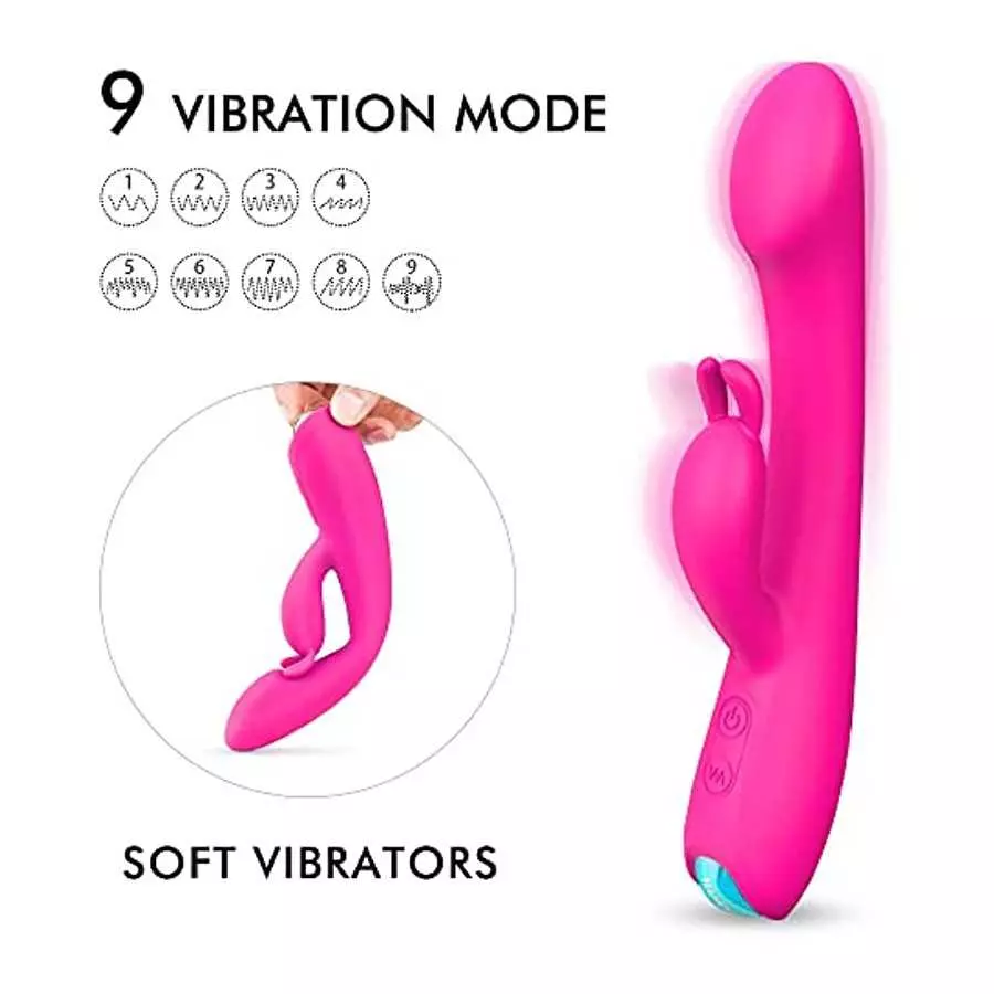 Rabbit Vibrator Sex Toys for Women Clitoris Stimulation with 9 Powerful Vibrations, Rosenine Rechargeable 2 in 1 Clit Anal Stimu