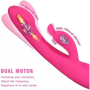 Rabbit Vibrator Sex Toys for Women Clitoris Stimulation with 9 Powerful Vibrations, Rosenine Rechargeable 2 in 1 Clit Anal Stimu Rabbit Vibrator Sex Toys for Women Clitoris Stimulation with 9 Powerful Vibrations, Rosenine Rechargeable 2 in 1 Clit Anal Stimu