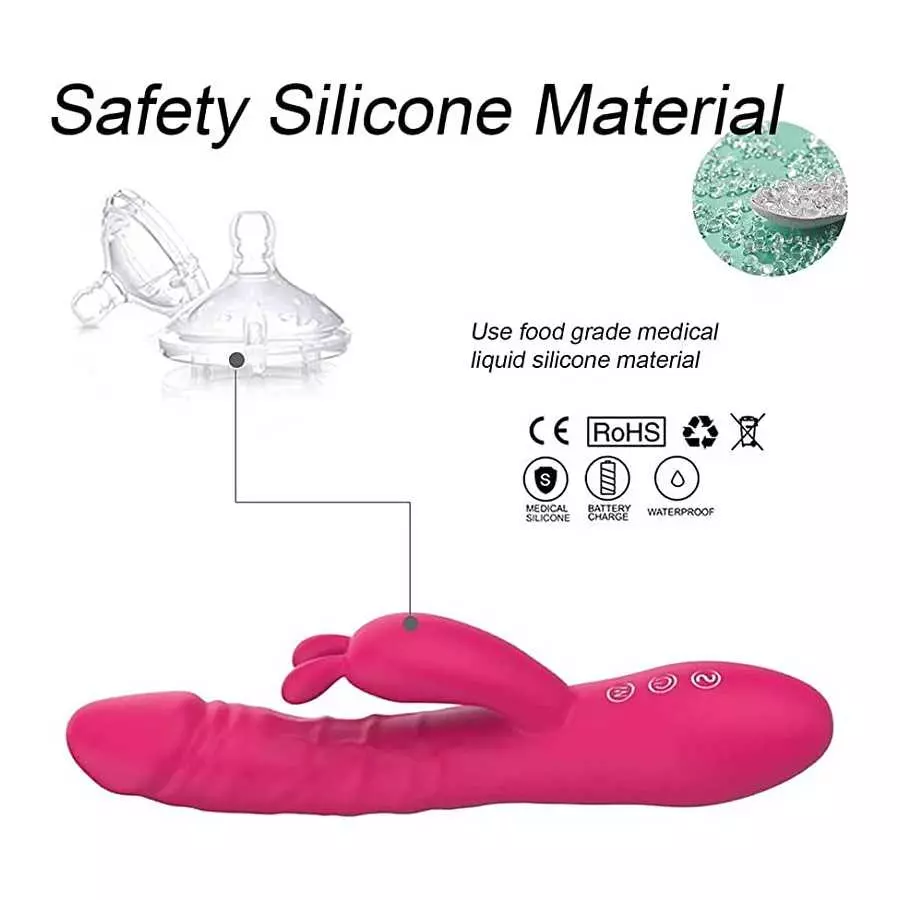 G Spot Rabbit Vibrator with Heating Function, Sex Toys for Clitoris G-spot Stimulation,Waterproof Dildo Vibrator with 9 Powerful