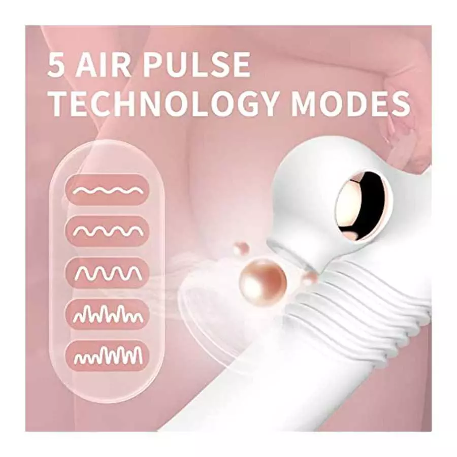 Rabbit Vibrator Thrusting Sex Dildo, Vibrating Wand for Her Pleasure with 6 Vibration & 5 Pulsating & 3 Telescopic & Smart Heati