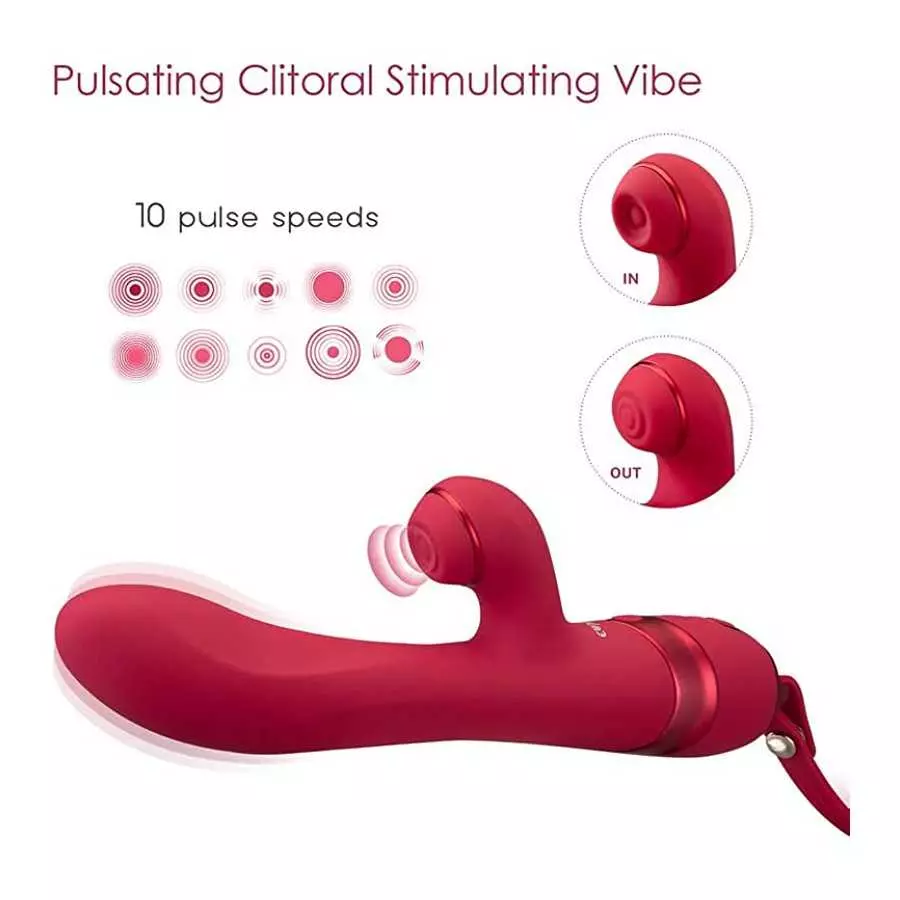 Rabbit Vibrator for Women, Pulsating Clitoral Vibrator Rechargeable with 10 Modes for Vagina Clit Stimulation, Detachable Silico