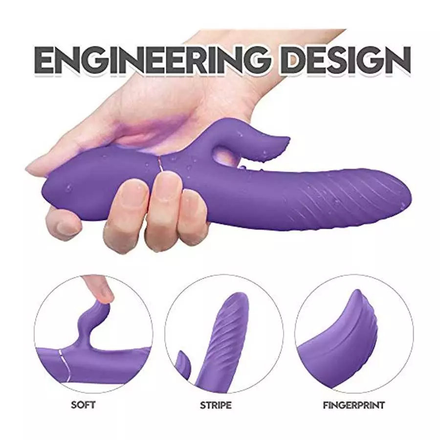SKSBTF Thrusting Rabbit Vibrator,G Spot Rabbit Vibrator with Heating Function 9 Vibration Modes Thrusting Vibrator Waterproof Cl