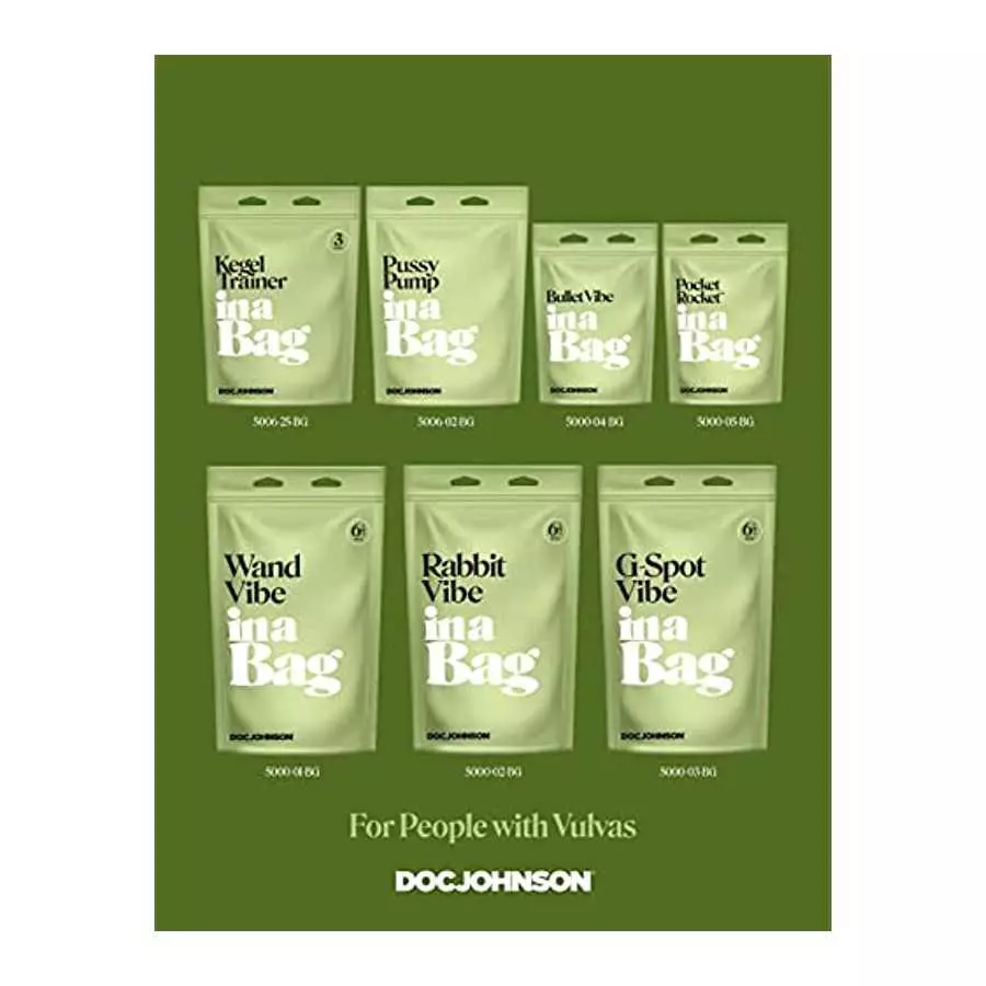 Doc Johnson Rabbit Vibe in A Bag - 10 Function, Silicone, Rechargeable, Total Length: 6.5 in. (16.5 cm), Insertable Length: 4 in