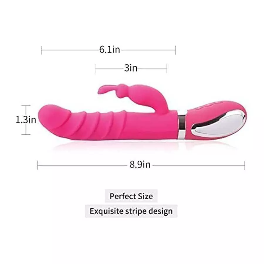 G Spot Rabbit Vibrator with Heating Function, Rose Sex Toys for Clitoris G-spot Stimulation,Waterproof Dildo Vibrator with 9 Pow
