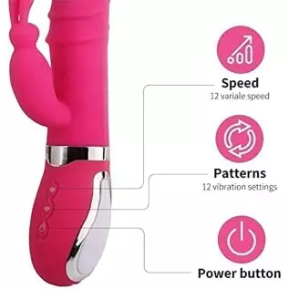 G Spot Rabbit Vibrator with Heating Function, Rose Sex Toys for Clitoris G-spot Stimulation,Waterproof Dildo Vibrator with 9 Pow