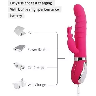 G Spot Rabbit Vibrator with Heating Function, Rose Sex Toys for Clitoris G-spot Stimulation,Waterproof Dildo Vibrator with 9 Pow