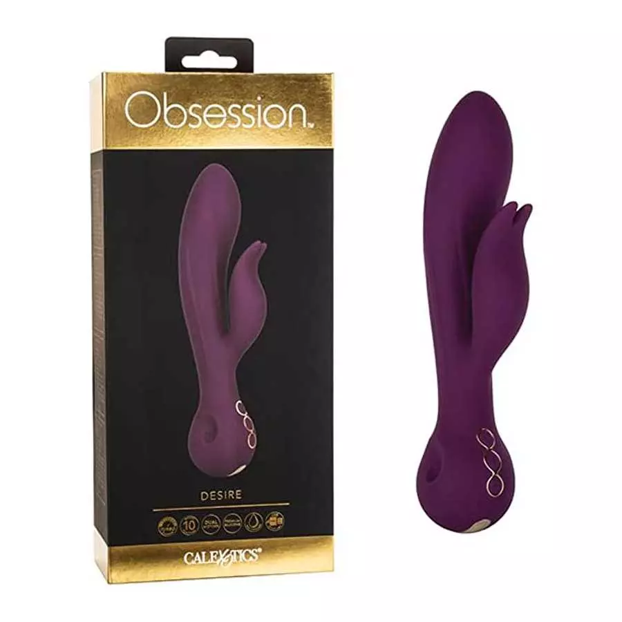 CalExotics Obsession Desire Vibrator – Premium Rechargeable Silicone Rabbit Massager Sex Toy for Women - Purple