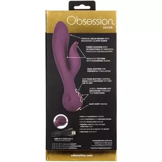 CalExotics Obsession Desire Vibrator – Premium Rechargeable Silicone Rabbit Massager Sex Toy for Women - Purple