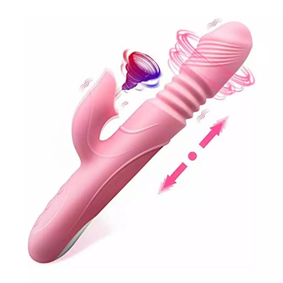 HUIKDY Thrusting Dildo Rabbit Vibrator for Women, Vibrator Adult Sensory Toys G Spot Sex Toy with 3 Telescopic & 10 Vibration Mo HUIKDY Thrusting Dildo Rabbit Vibrator for Women, Vibrator Adult Sensory Toys G Spot Sex Toy with 3 Telescopic & 10 Vibration Mo