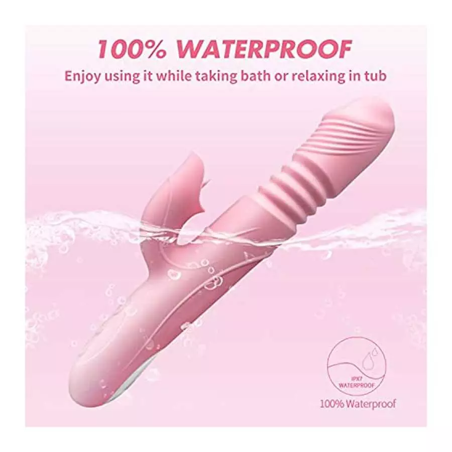 HUIKDY Thrusting Dildo Rabbit Vibrator for Women, Vibrator Adult Sensory Toys G Spot Sex Toy with 3 Telescopic & 10 Vibration Mo