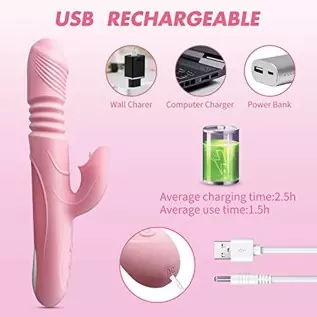 HUIKDY Thrusting Dildo Rabbit Vibrator for Women, Vibrator Adult Sensory Toys G Spot Sex Toy with 3 Telescopic & 10 Vibration Mo HUIKDY Thrusting Dildo Rabbit Vibrator for Women, Vibrator Adult Sensory Toys G Spot Sex Toy with 3 Telescopic & 10 Vibration Mo