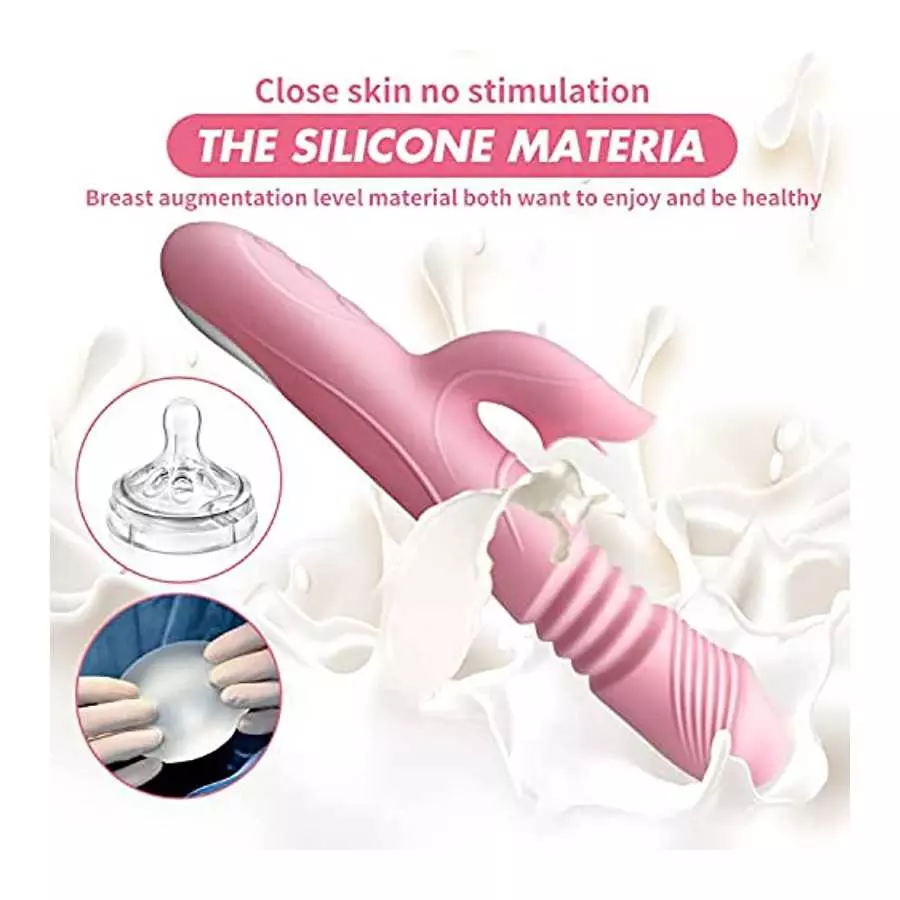 HUIKDY Thrusting Dildo Rabbit Vibrator for Women, Vibrator Adult Sensory Toys G Spot Sex Toy with 3 Telescopic & 10 Vibration Mo