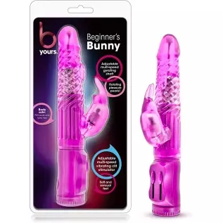 B Yours Beginners Bunny - Mini Triple Action Vibrator - Dual Clitoris and G Spot Pleasure - Rotating Beads, Gyrating Shaft, Flex