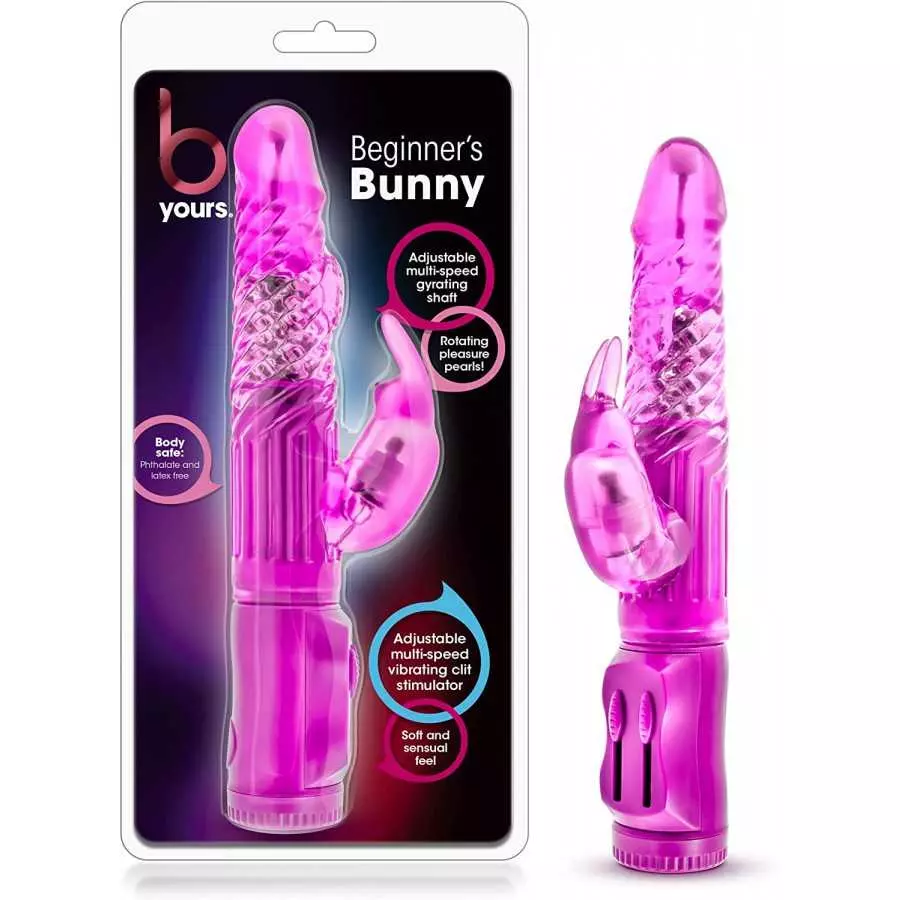 B Yours Beginners Bunny - Mini Triple Action Vibrator - Dual Clitoris and G Spot Pleasure - Rotating Beads, Gyrating Shaft, Flex B Yours Beginners Bunny - Mini Triple Action Vibrator - Dual Clitoris and G Spot Pleasure - Rotating Beads, Gyrating Shaft, Flex