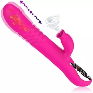 Thrusting G Spot Vibrator Swing Heating Toy Rose for Women Telescopic Sucking Training Vibrating Orgasm Vagina Rabbit Clitoralis
