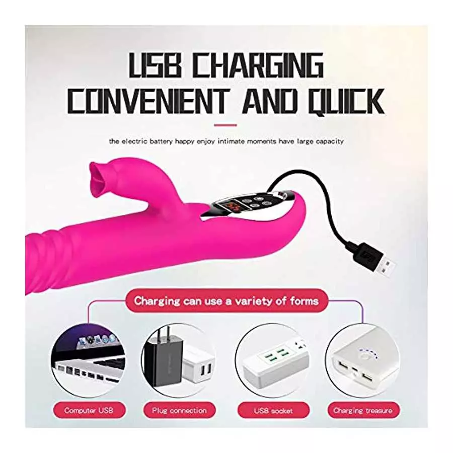 Thrusting G Spot Vibrator Swing Heating Toy Rose for Women Telescopic Sucking Training Vibrating Orgasm Vagina Rabbit Clitoralis