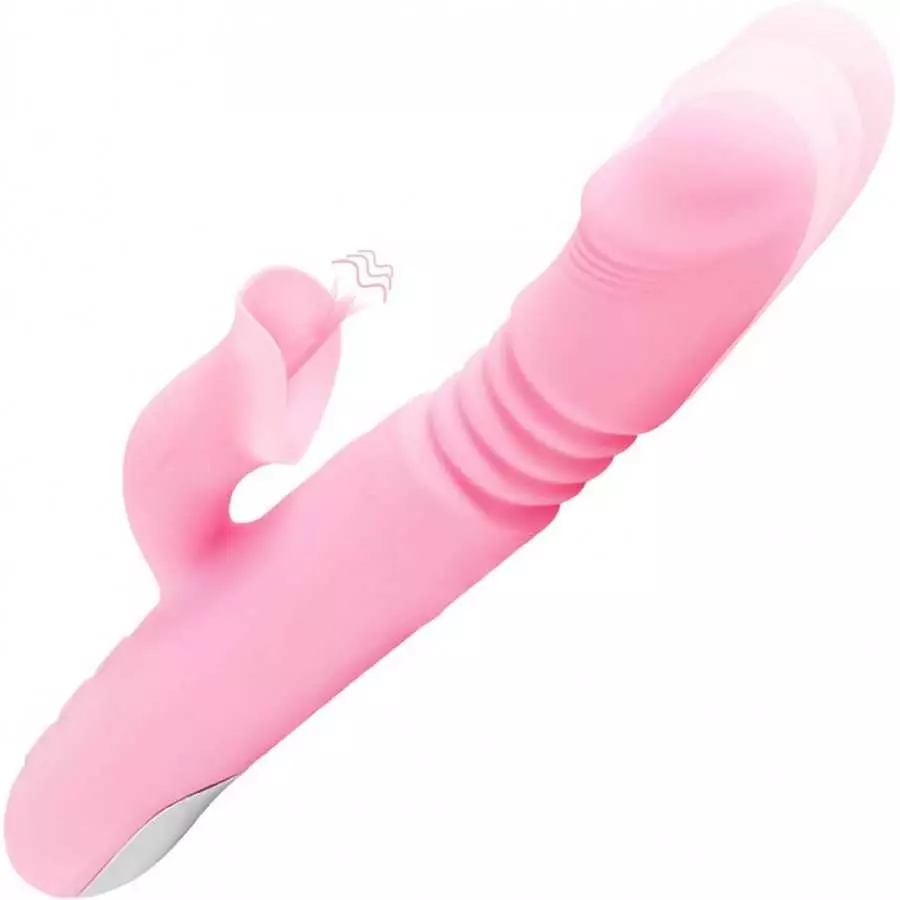 Thrusting Rabbit Vibrator, 9" Triple Action G Spot Vibrator with Independent Clitoral Stimulator, 10 Patterns, Waterproof & Rech Thrusting Rabbit Vibrator, 9" Triple Action G Spot Vibrator with Independent Clitoral Stimulator, 10 Patterns, Waterproof & Rech