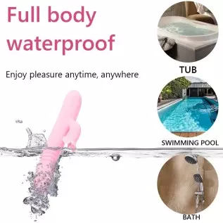 Thrusting Rabbit Vibrator, 9" Triple Action G Spot Vibrator with Independent Clitoral Stimulator, 10 Patterns, Waterproof & Rech Thrusting Rabbit Vibrator, 9" Triple Action G Spot Vibrator with Independent Clitoral Stimulator, 10 Patterns, Waterproof & Rech