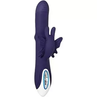 Evolved Novelties - Put a Ring On it - 2 Motors - 16 Functions and Speeds - Rabbit-Style Silicone Rechargeable Vibrator - Purple