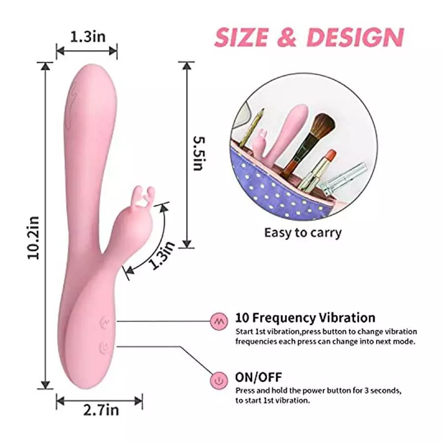 Dildo Rabbit Vibrator for Women, Vibrator Adult Sensory Toys G Spot Sex Toy with 3 Telescopic & 10 Vibration Modes, Adult Sex To