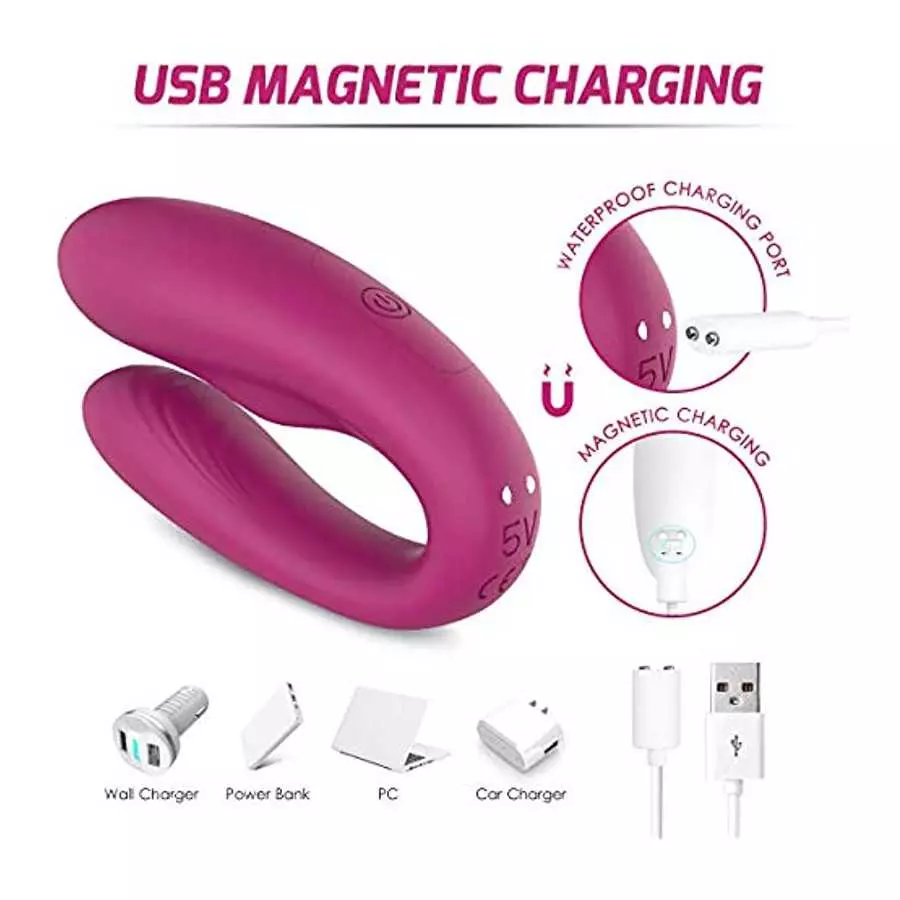 Rechargeable Couples Clitoral Vibrator G-Spot, Adult Sex Toy for Women Solo Play (CP-Wine)