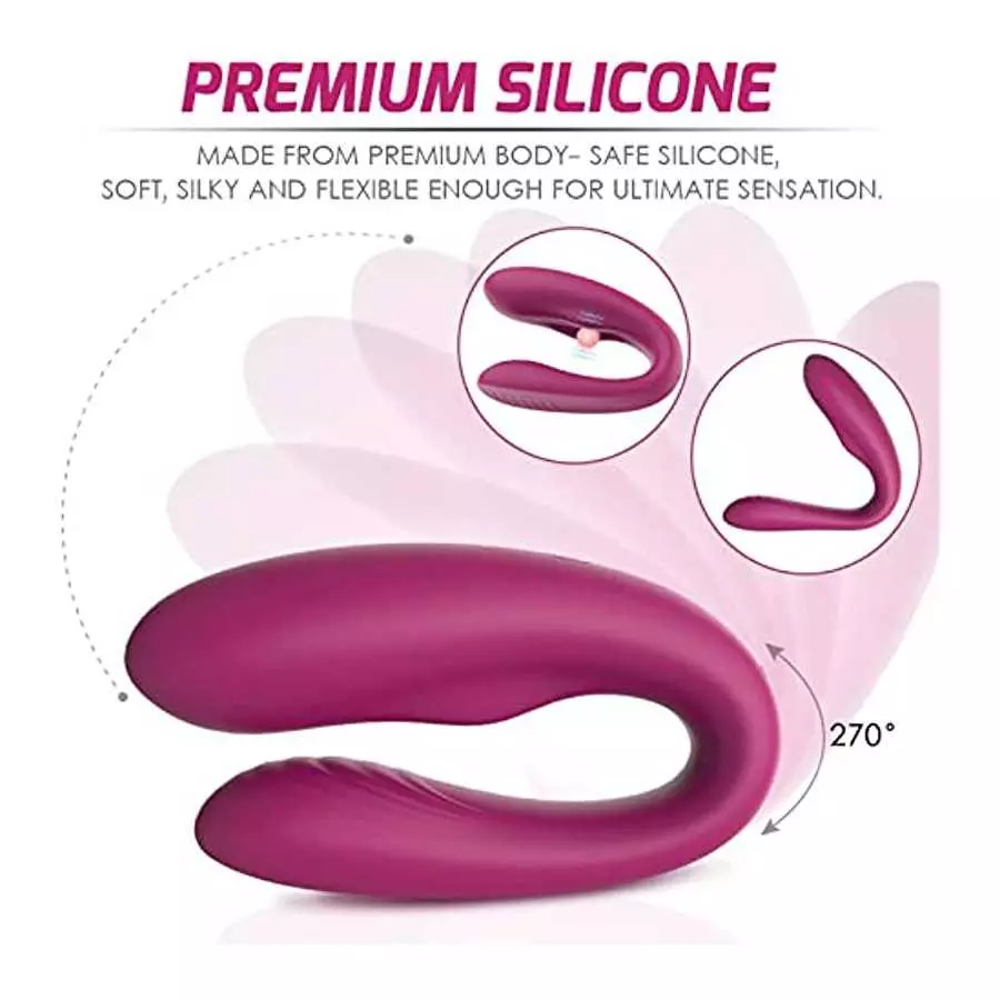 Rechargeable Couples Clitoral Vibrator G-Spot, Adult Sex Toy for Women Solo Play (CP-Wine)