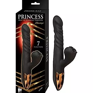 Nasstoys - Princess Heat-up Spinning Thruster Silicone Rechargeable Rabbit-Style Vibrator - Black