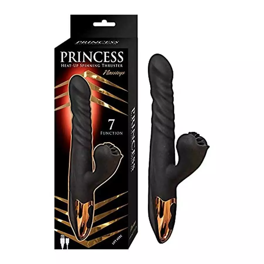 Nasstoys - Princess Heat-up Spinning Thruster Silicone Rechargeable Rabbit-Style Vibrator - Black Nasstoys - Princess Heat-up Spinning Thruster Silicone Rechargeable Rabbit-Style Vibrator - Black
