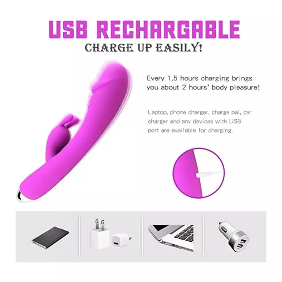 URROA Thrusting Rabbit Vibrator Sex Toys for Women, Waterproof Clitoral Stimulator, Suitable for Women,Men and Couple,Pink