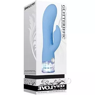 Glitteriffic Rechargeable Light Up Vibrator Multi Function Waterproof Blue