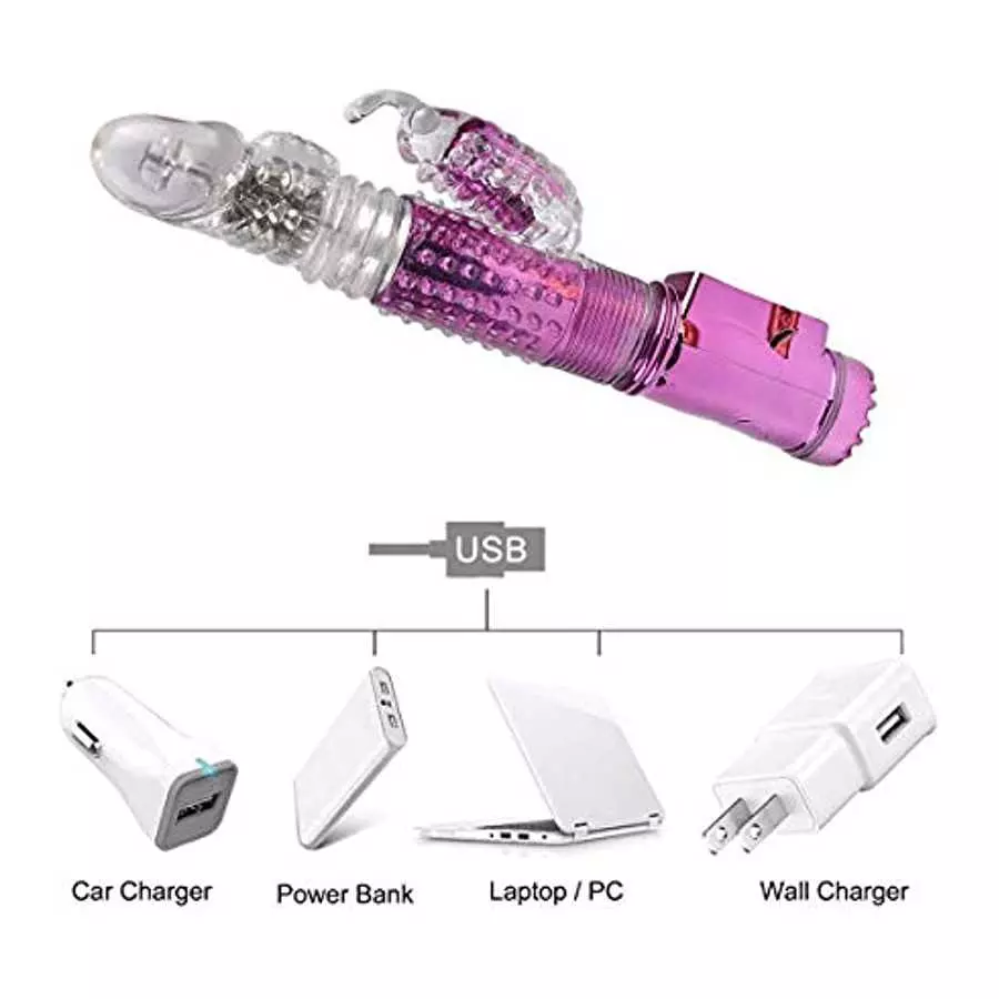 1Count Rechargeable Thrusting Dildo Rabbit Vibrator Toys Licking Tongue G Spot Sex Toy with 12 Vibration Modes,Anal Vibrating Di