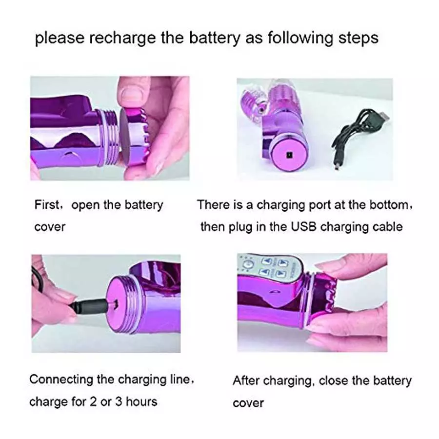 1Count Rechargeable Thrusting Dildo Rabbit Vibrator Toys Licking Tongue G Spot Sex Toy with 12 Vibration Modes,Anal Vibrating Di