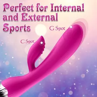 G-Spot Dildo Rabbit Vibrator with 10 Vibration Modes, Clitoris Stimulator Dual Motor Massager Vaginal Anal Motor, Soft Silicone 