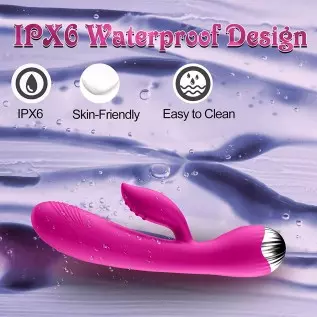 G-Spot Dildo Rabbit Vibrator with 10 Vibration Modes, Clitoris Stimulator Dual Motor Massager Vaginal Anal Motor, Soft Silicone 