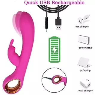 LESEOX G Spot Rabbit Vibrator Dildo with 10 Vibration Patterns, Rechargeable Rose Sex Toy for Clitoris G-Spot Nipples Stimulatio LESEOX G Spot Rabbit Vibrator Dildo with 10 Vibration Patterns, Rechargeable Rose Sex Toy for Clitoris G-Spot Nipples Stimulatio