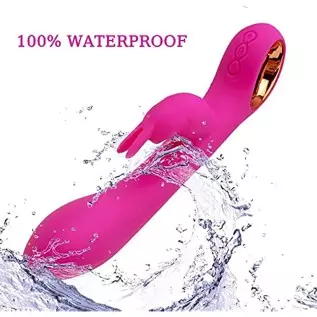 LESEOX G Spot Rabbit Vibrator Dildo with 10 Vibration Patterns, Rechargeable Rose Sex Toy for Clitoris G-Spot Nipples Stimulatio LESEOX G Spot Rabbit Vibrator Dildo with 10 Vibration Patterns, Rechargeable Rose Sex Toy for Clitoris G-Spot Nipples Stimulatio