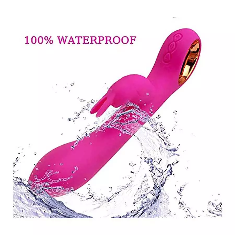 LESEOX G Spot Rabbit Vibrator Dildo with 10 Vibration Patterns, Rechargeable Rose Sex Toy for Clitoris G-Spot Nipples Stimulatio