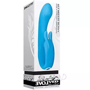 Evolved Love Is Back - Sea Breeze Bunny - Silicone Rechargeable - Rabbit Style Vibrator, Blue