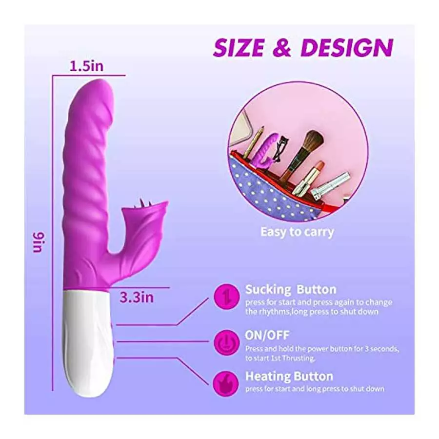 DELUPET G Spot Rabbit Vibrator for Women Bunny Ears Clitoris G-spot Stimulation,Waterproof Dildo with 7 Powerful Vibrations Rech