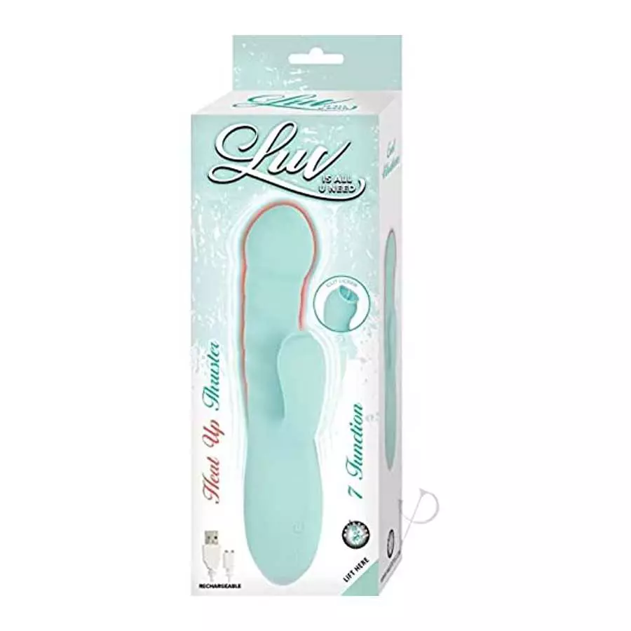 Nasswalk Luv Heat Up Thruster - 7 Function - Dual Motors with Clit Licker - Rabbit Style Vibrator - Aqua Nasswalk Luv Heat Up Thruster - 7 Function - Dual Motors with Clit Licker - Rabbit Style Vibrator - Aqua