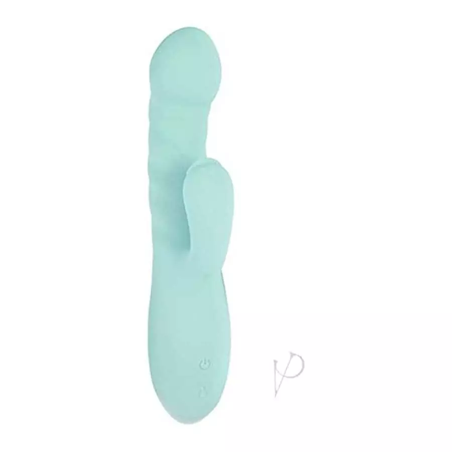 Nasswalk Luv Heat Up Thruster - 7 Function - Dual Motors with Clit Licker - Rabbit Style Vibrator - Aqua