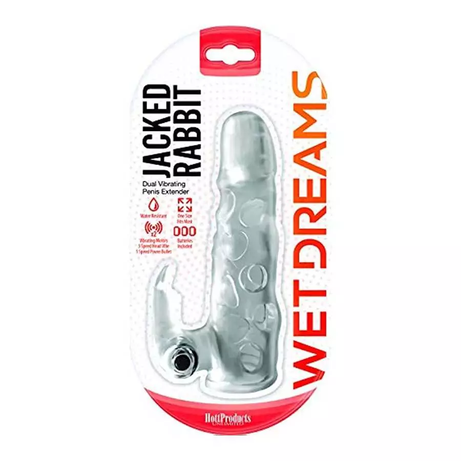 Wet Dreams Jacked Rabbit - Penis Extension Sleeve, Power Bullet - Clitoral Stimulation- Clear Wet Dreams Jacked Rabbit - Penis Extension Sleeve, Power Bullet - Clitoral Stimulation- Clear