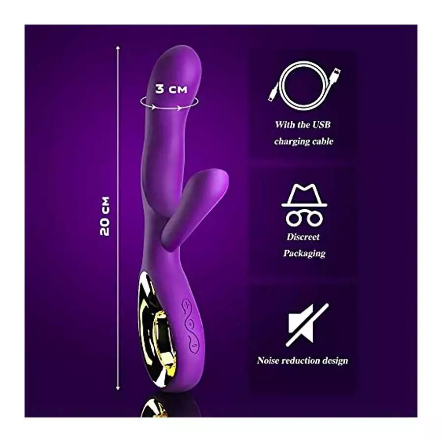 SXHMSAL Thrusting Rabbit Vibrator Massager Dildo- G Spot Vibrator with Independent Clitoral Stimulator, 10 Patterns, Waterproof 