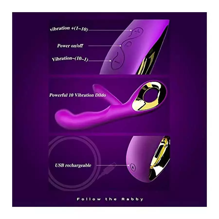 SXHMSAL Thrusting Rabbit Vibrator Massager Dildo- G Spot Vibrator with Independent Clitoral Stimulator, 10 Patterns, Waterproof 