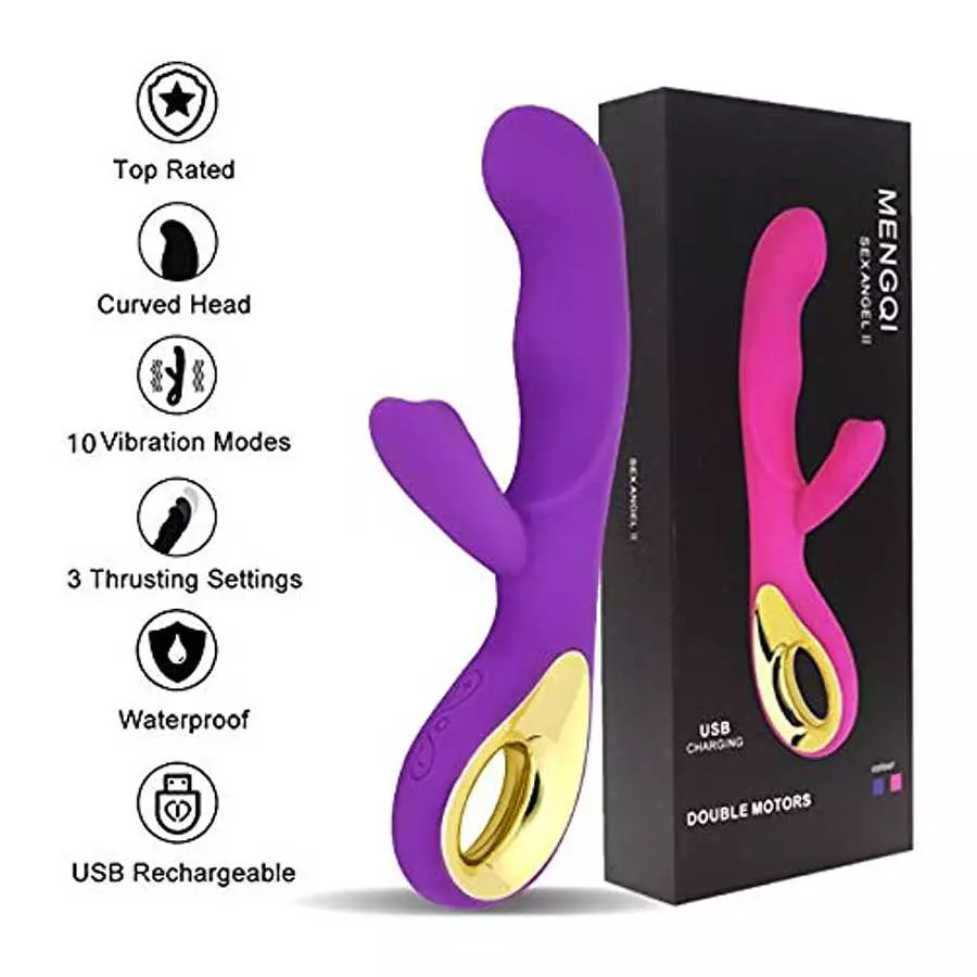 SXHMSAL Thrusting Rabbit Vibrator Massager Dildo- G Spot Vibrator with Independent Clitoral Stimulator, 10 Patterns, Waterproof 