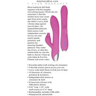 Adam & Eve - Eve's Clit Tickling Silicone Rechargeable Rabbit Vibrator - Pink