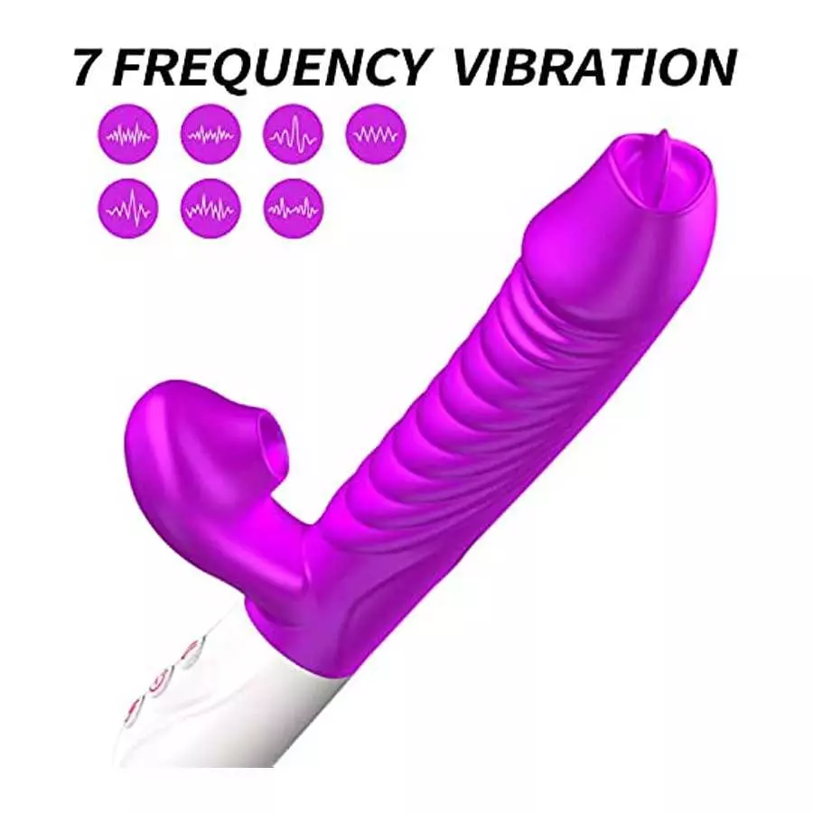 Thrusting Rabbit Vibrator for Women, G Spot Dildo Vibrator 7 Clitoris Stimulator Vibrator 3 in 1 Rechargeable Heating Anal Dildo