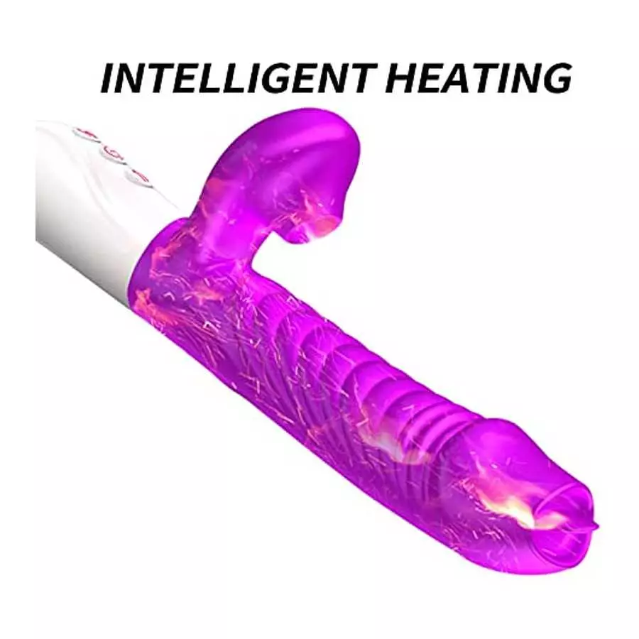 Thrusting Rabbit Vibrator for Women, G Spot Dildo Vibrator 7 Clitoris Stimulator Vibrator 3 in 1 Rechargeable Heating Anal Dildo